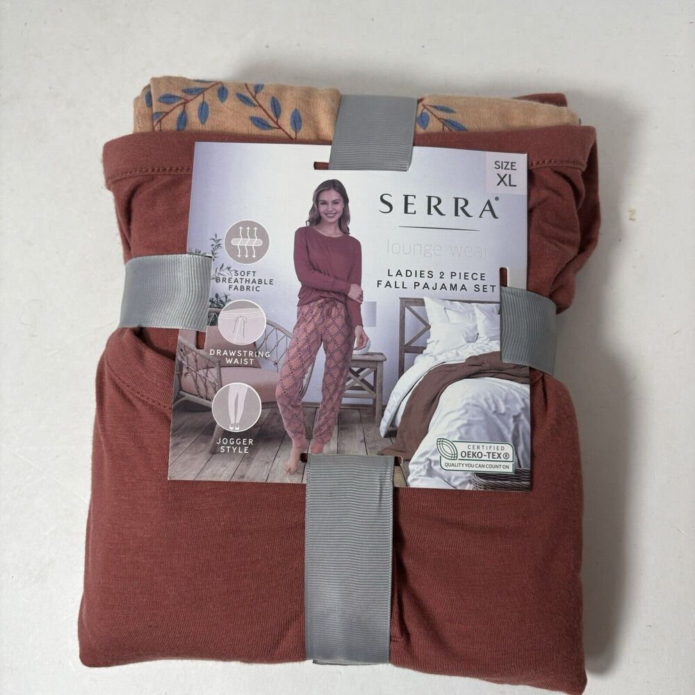 Serra Rust and Beige Pajama Set